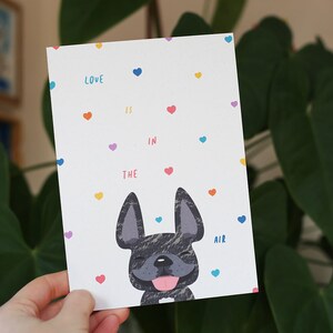 Love is in the Air - Valentinstag Karte - Französische Bulldogge Karte - Frenchie Valentine - Hundekarte - Hund Valentinstag - Französische Bulldogge Liebe
