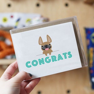 CUSTOM Französisch Bulldogge Note Karten, Box-Set von 12, herzlichen Glückwunsch! Frenchie Note Karten, Glückwunsch-Karte, niedliche Hund Notizkarten, Feier-Karten