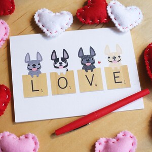 Cartas de amor Cartão de Dia dos Namorados - Cartão de Bulldog Francês - Frenchie Valentine - Cartão de Cachorro - Dia dos Namorados de Cachorro - Bulldog Francês Valentine
