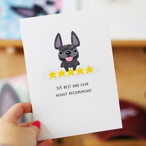 Vatertag 5 Sterne Papa Französische Bulldogge Grußkarte - Hundepapa Karte - Französische Bulldoggen Karte - Lustige Vatertagskarte - Hund Papa Geschenke
