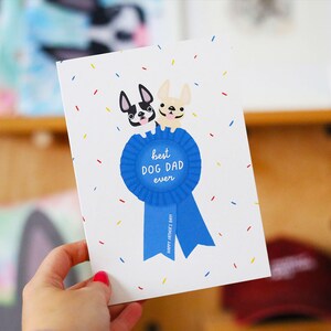 Vatertag blau Band Papa Französisch Vatertag Karte, Hund Papa Karte, Französisch Bulldogge Karte, lustige Vatertagskarte, Hund Papa Geschenke - Bier