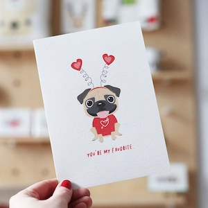 Mops Valentinstag Liebe Grußkarte - Hunde Geschenk - Französische Bulldogge Liebe - Mops Valentinstag Karte - Mops Valentinstag Karte - Mops Karte - Mops Geschenke