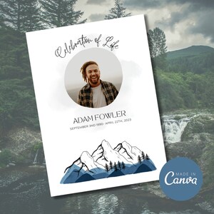 Funeral program, funeral template for men, celebration of life program template, order of service, obituary template, announcement