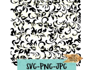 Leaf scroll, leaf Tooled leather, floral vines, Scroll svg png jpg zip file
