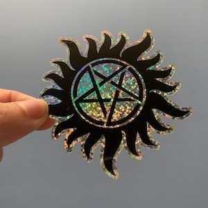 Glitter Holographic Anti-Possession Supernatural Inspired Stickers, SPNfamily, SPN Stickers, Waterproof, Weatherproof