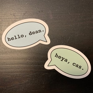 Hola, Dean. Hola, Cas. Pegatinas con forma de globo. Pegatina de Castiel y Dean Winchester, Destiel, DeanCas, inspirado en Supernatural, fanfic