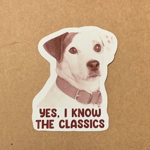 I Know The Classics - Wishbone Sticker, PBS kids geïnspireerd, jaren 90, wat is het verhaal, hond, literatuur, cadeaus voor lezers, boekenlegger, boekenliefhebbers