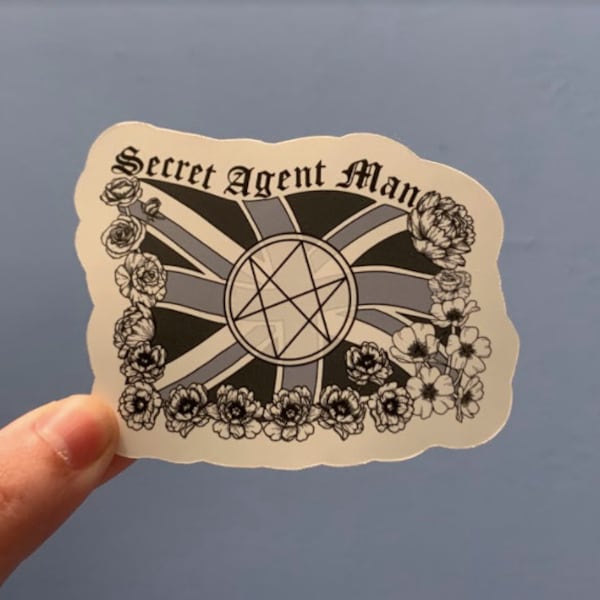 Secret Agent Man! British Men of Letters stickers, Supernatural, Arthur Ketch, Mick Davies, Aquarian Star, Union Jack, Roses