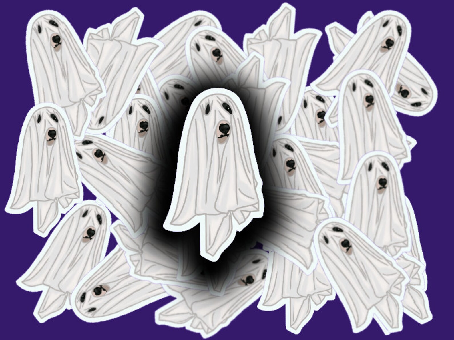 Ghost Dog Sticker Bed Sheet Ghost Spooky Pupper Ghost Etsy