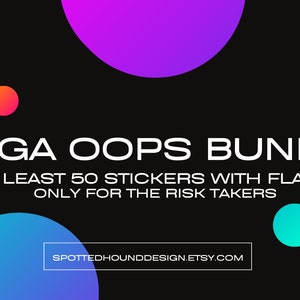 PACOTE MEGA OOPS! Pacote de adesivos, pelo menos 50 adesivos com falhas variadas! Pacote surpresa de adesivos com desconto