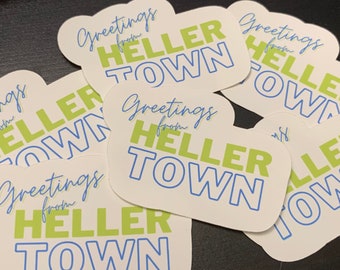 Greetings from Hellertown Sticker, Supernatural, Destiel, Dean Winchester, Castiel, SPNfamily, Heller Friends, Dean and Cas