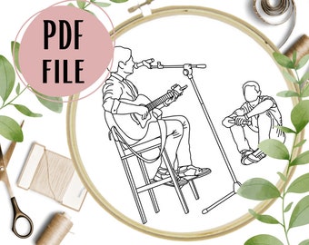 Jensen Ackles & Misha Collins in Rome Hand Embroidery Pattern, PDF, Design, Template, JIBcon, JenMish, Destiel, Supernatural