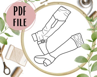 Blackbonnet Foot Touch Hand Embroidery Pattern, PDF, Design, Template, Stede Bonnet, Black Beard, Gentlebeard, Edward Teach