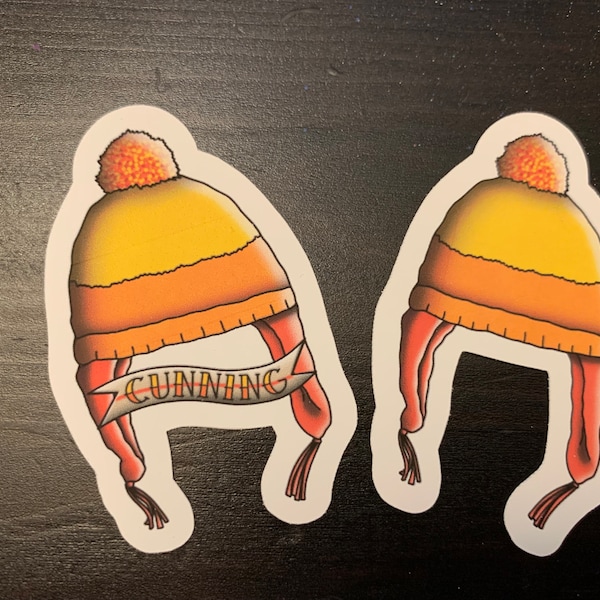 Cunning Candy Corn Hat Stickers, Yellow Orange Red Knit Hat, Jayne Cobb