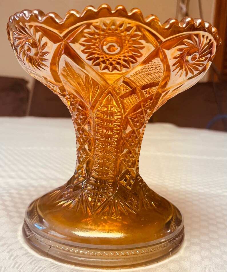 Vintage Imperial Marigold Carnival Glass Punch Bowl Stand / Etsy