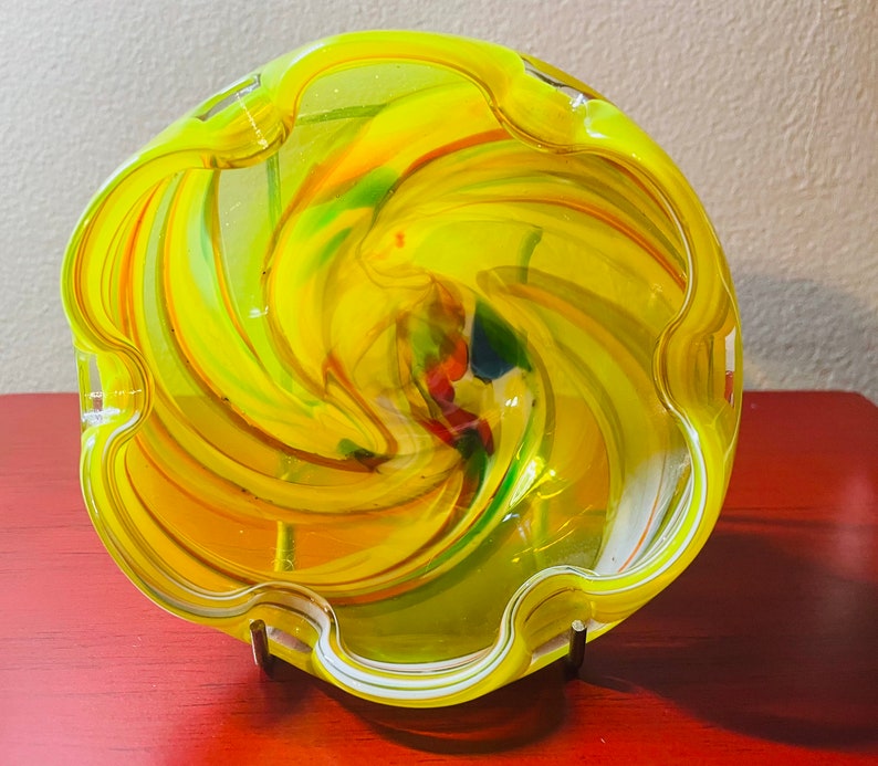 Vintage Italian Murano Art Bubble Glass Bowl Ashtray.