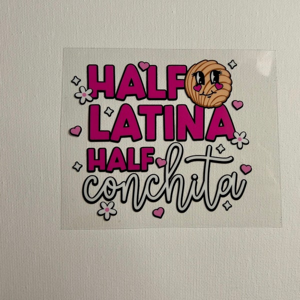 UV DTF Half Latina Half Conchita  Cup Decal 16oz Libbey Glass Can Ready to apply UVDTF wrap Permament Adhesive No heat needed  Waterproof