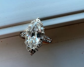 Fabulous Antique 1.09ct Edwardian Marquise Diamond Engagement Ring