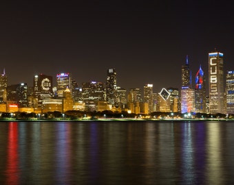 Lienzo: El horizonte de los campeones de la Serie Mundial de los Chicago Cubs 2016