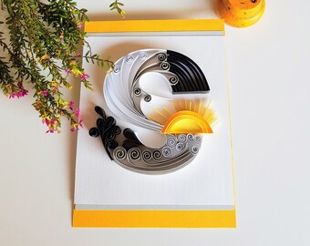 Arte inicial personalizado en filigrana de papel: obra de arte con marco personalizado