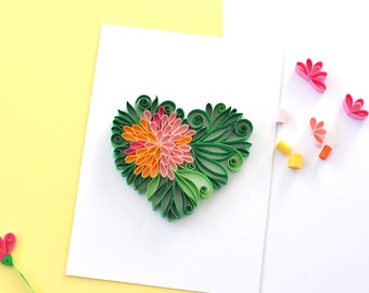 Bloemen hart kunst aan de muur | Liefhebber van papierkunst | Woonkamer plank decor | FH007