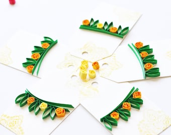 Quilling Diwali-cadeaukaartjes | Hindoe-lichtfestival | Merigold gunstlabels | Pak van 5 | DCT202103