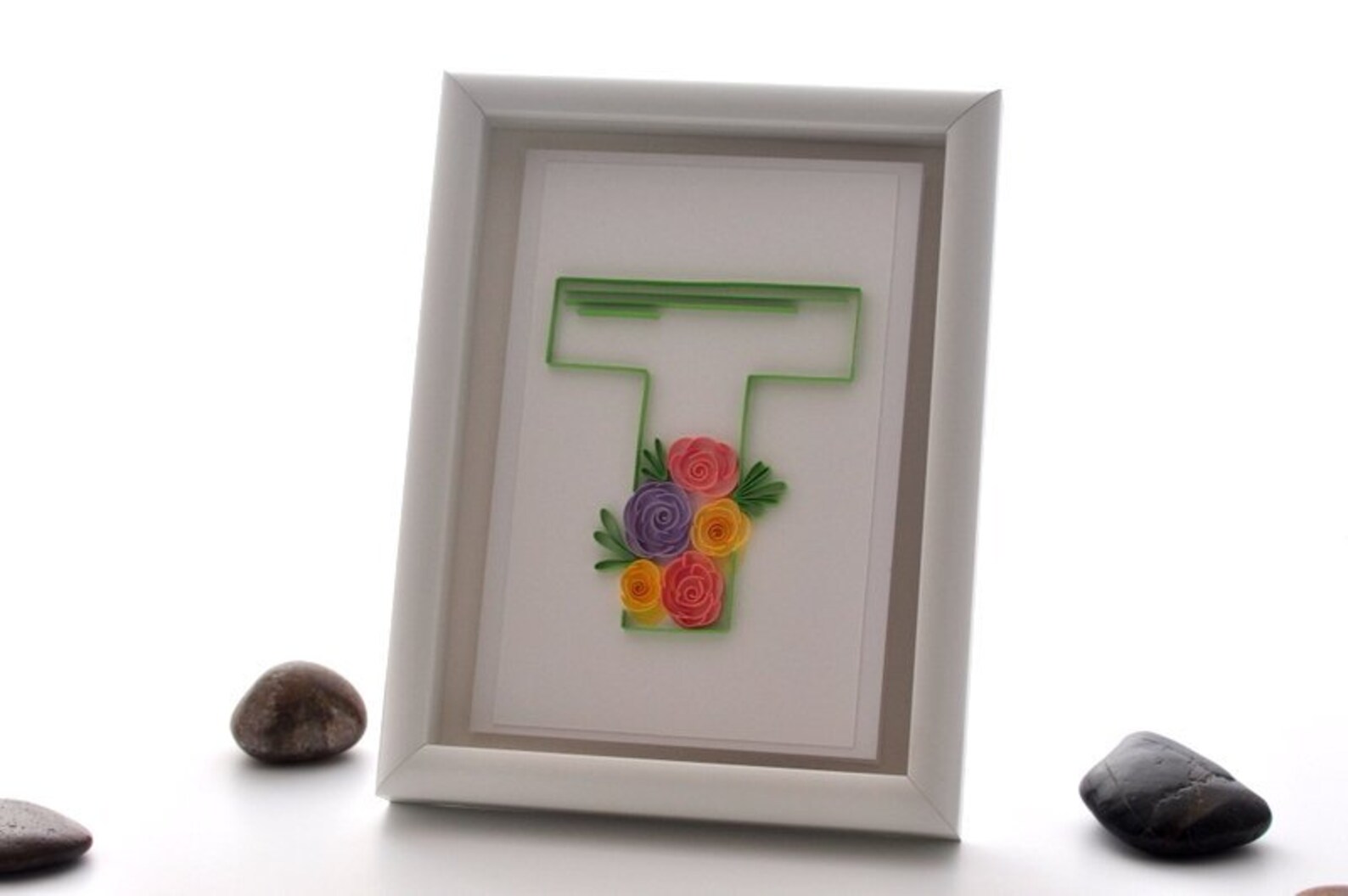 Personalized Monogram Quilling Letter T Quilled Art Floral Etsy