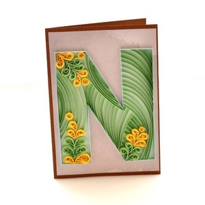 Paper Quilling Letter N Quilled Personalised Initial Birthday Card Quilling Monogram Framed Wall Art QLN014 image 5