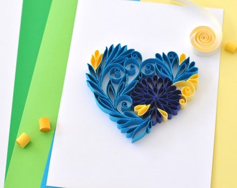 Papier Quilling kunstdecor | Hart wanddecoratie | Geschenk van ouders | Blauw hartframe