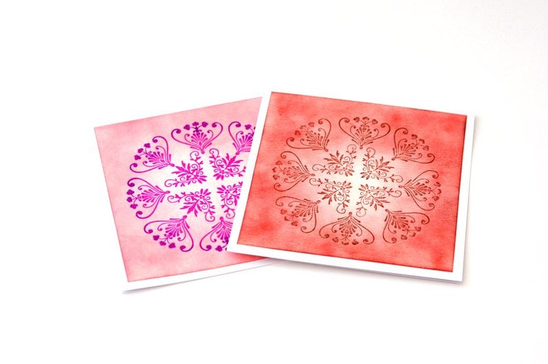 Eid Diwali Cards Indian Wedding Congratulations Cards Thank You Card Set Set of 2 Mandala Pattern Stamped Cards