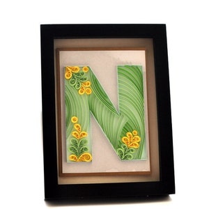 Paper Quilling Letter N Quilled Personalised Initial Birthday Card Quilling Monogram Framed Wall Art QLN014 image 8