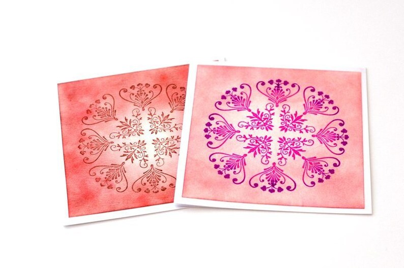 Eid Diwali Cards Indian Wedding Congratulations Cards Thank You Card Set Set of 2 Mandala Pattern Stamped Cards
