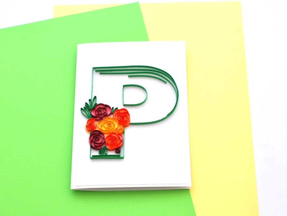 Paper Quilled Letter P Quilling Initial Quilled Greeting Etsy