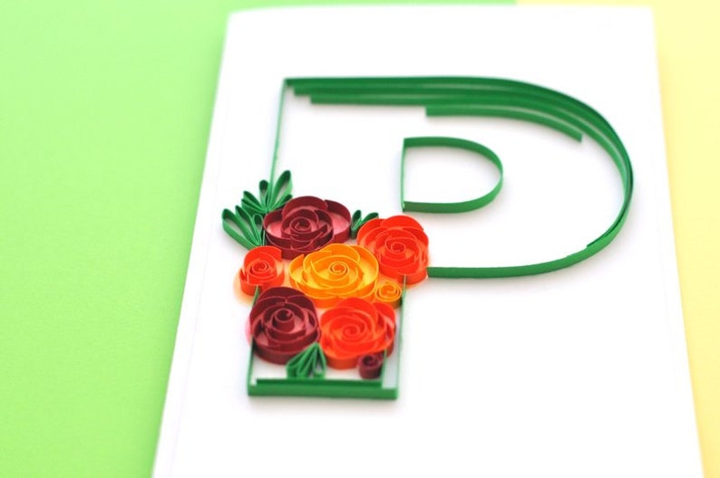 Paper Quilled Letter P Quilling Initial Quilled Greeting Etsy