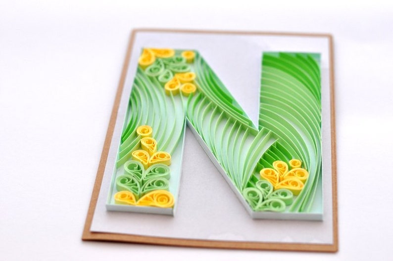 Paper Quilling Letter N Quilled Personalised Initial Etsy