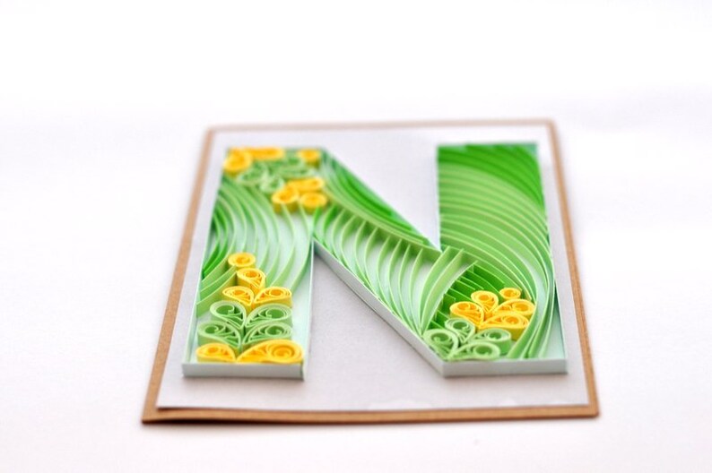Paper Quilling Letter N Quilled Personalised Initial Etsy