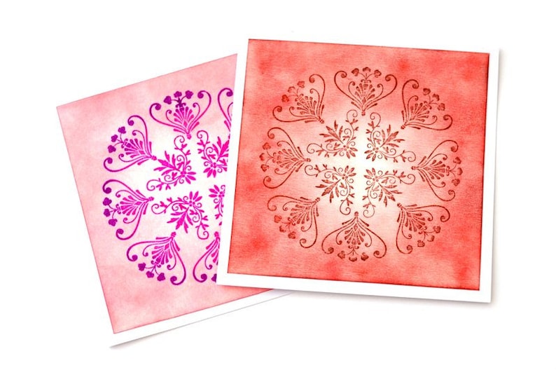 Eid Diwali Cards Indian Wedding Congratulations Cards Thank You Card Set Set of 2 Mandala Pattern Stamped Cards