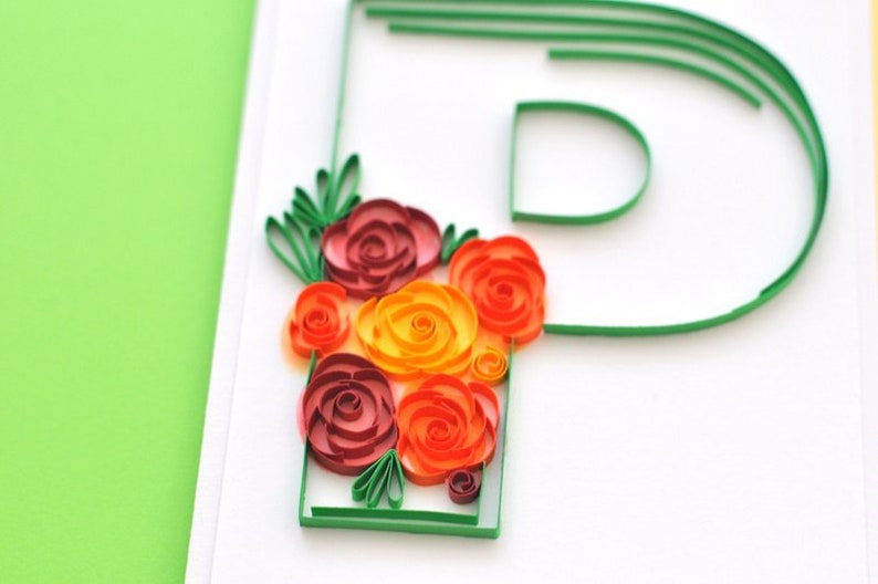 Paper Quilled Letter P Quilling Initial Quilled Greeting Etsy