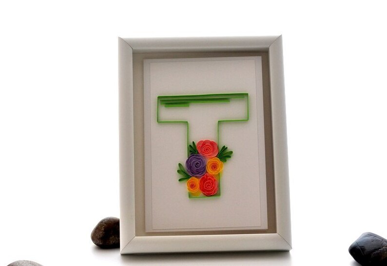 Personalized Monogram Quilling Letter T Quilled Art Floral Etsy