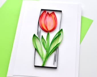 Paper Quilling Letter I | Quilled Tulip Paper Art Monogram Framed | Typography Greeting Card | Wall Art | QLI018