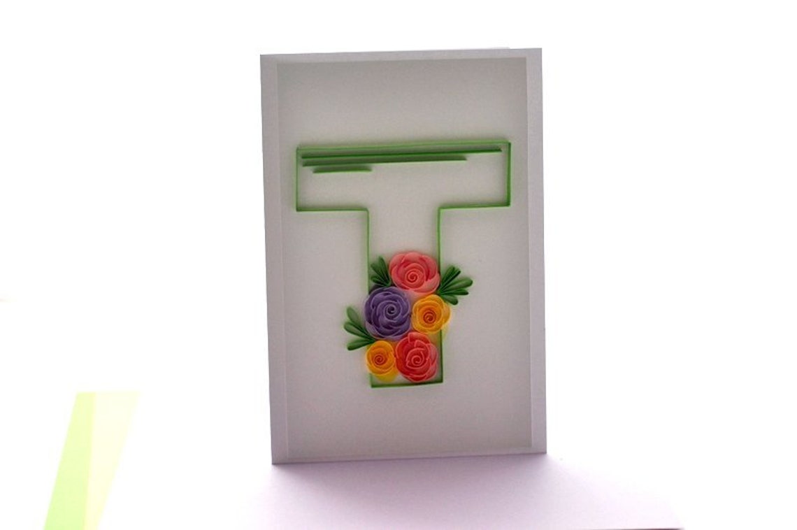 Personalized Monogram Quilling Letter T Quilled Art Floral Etsy