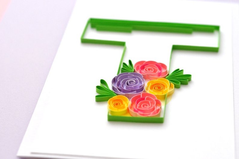 Personalized Monogram Quilling Letter T Quilled Art Floral Etsy