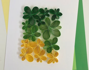 Vibrant Contemporary Paper Quilling Art in Yellow Green - Unique Framed Wall Decor | FH013