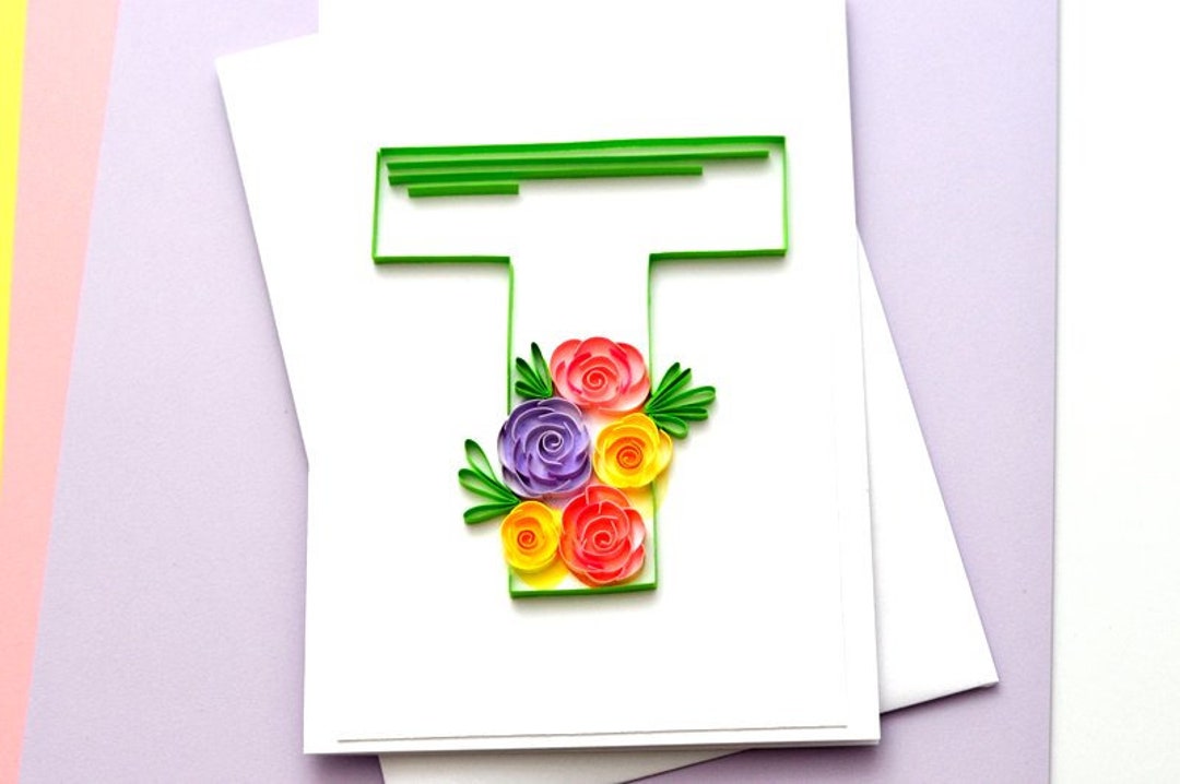 Personalized Monogram Quilling Letter T Quilled Art Floral Etsy