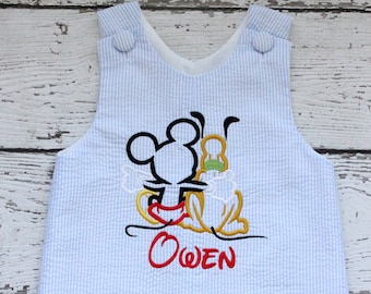 Mickey Jon Jon Monogrammed, Disney Jon Jon with Monogram, Mickey and Pluto Jon Jon