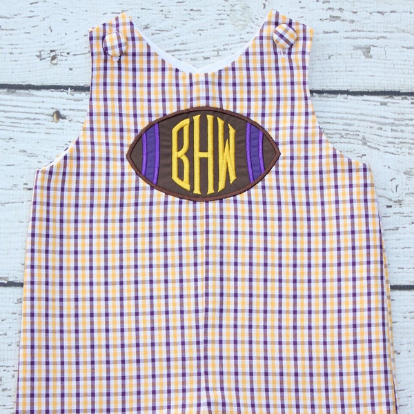 Monogrammed LSU Jon Jon, Monogrammed Football Jon Jon, Purple and Yellow Jon Jon