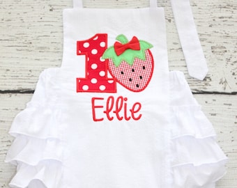 Strawberry First Birthday Bubble, Strawberry Monogrammed Romper, Berry Monogrammed Birthday Outfit