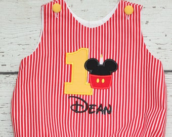 Monogrammed Mickey Birthday Bubble, Disney Jon Jon with Monogram, Mickey Cupcake Outfit