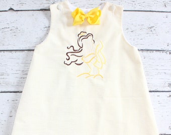 Monogrammed Princess Belle Dress, Yellow Belle Dress, Monogrammed Belle Dress, Disney Dress