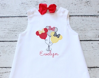 Monogrammed Minnie Balloon Dress, Disney Aline Dress, Disney Outfit, Mouse Minnie Outfit